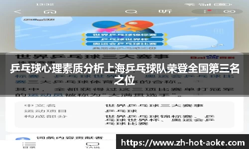 乒乓球心理素质分析上海乒乓球队荣登全国第三名之位